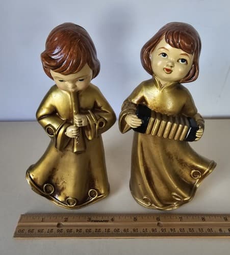 Norcrest Vintage Angel Accordion Flute Girls Vintage Decor Retro Pair - Thumbnail 6