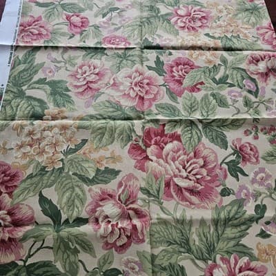 Vintage Braemore Fabric Floral 54" x 32" Upholstery Tan Color - Thumbnail 5