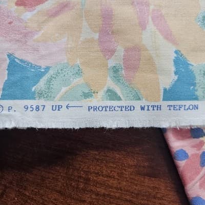 Vintage Bloomscraft Fabric Screen Print w Teflon Floral Cotton 54 x 54, 1.5 Yard - Thumbnail 5