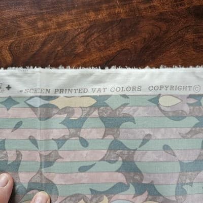 Vintage Cotton Screen Printed Fabric Geometeric 54" x 35" Kaufman Verona 1.5 yd - Thumbnail 4