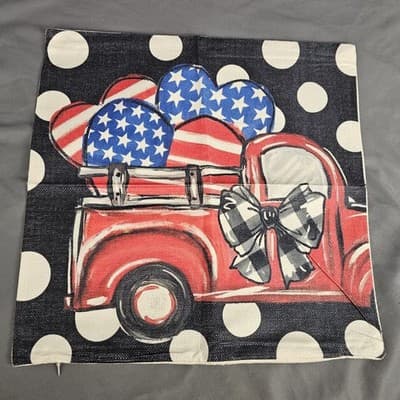 Pillow Covers Christmas Holiday Truck Americana 16" Hello America Set of 2 - Thumbnail 2