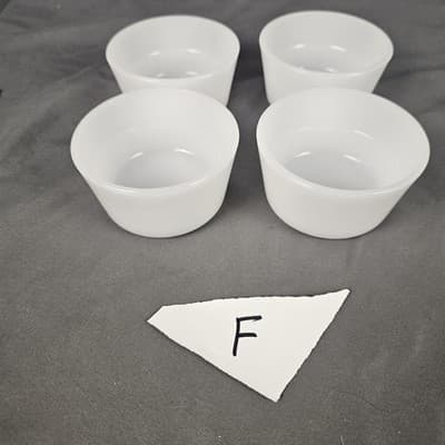 4 Glasbake Ramekin Custard Bake Cups Milk Glass White Bowls Flan Baking 4-5 oz - Thumbnail 7
