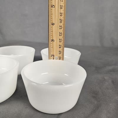 4 Glasbake Ramekin Custard Bake Cups Milk Glass White Bowls Flan Baking 4-5 oz - Thumbnail 6