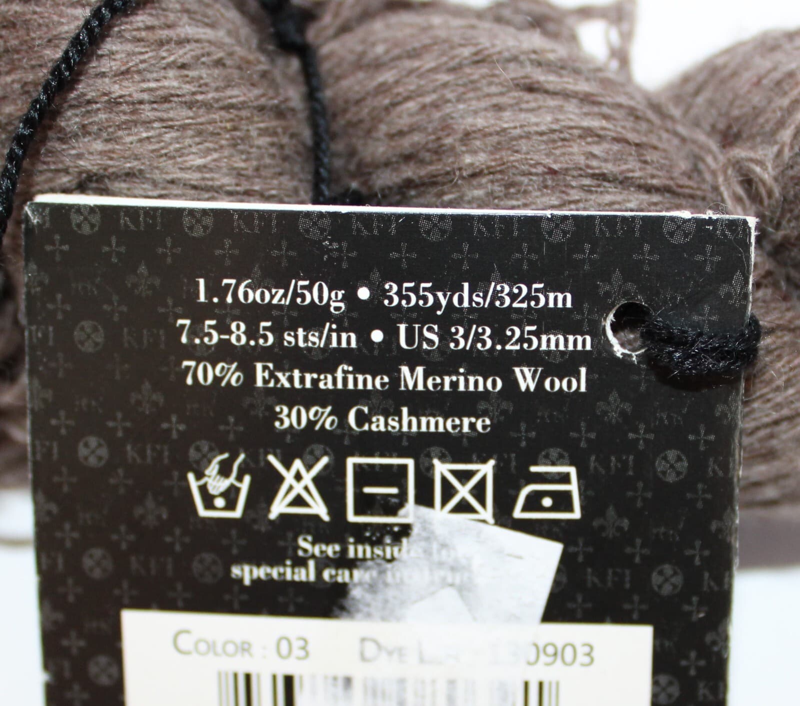 SALE KFI Luxury Col. 70% Extrafine Merino Wool 30% Cashmere LT Brown 1.76oz 355 - Thumbnail 3