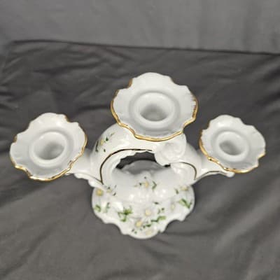 Kristoff Tapered 3 Candle Holder Daisy Decorative Candelabra - Thumbnail 3