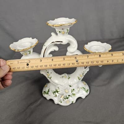 Kristoff Tapered 3 Candle Holder Daisy Decorative Candelabra - Thumbnail 7