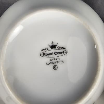 Vintage Royal Court Carnation Sugar Bowl W Lid Creamer Set Gold Trim - Thumbnail 8