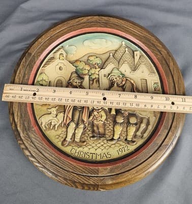 1972-ANRI Vintage Collector Plate 'Christmas In Ablerobello’ No. 5144/Wood - Thumbnail 2