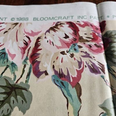 Vtg Bloomcraft Fabric Cotton Floral 54"x53" 1988 Charlbury P9268 Screen Print - Thumbnail 4
