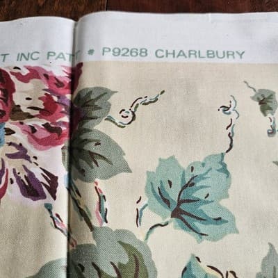 Vtg Bloomcraft Fabric Cotton Floral 54"x53" 1988 Charlbury P9268 Screen Print - Thumbnail 5