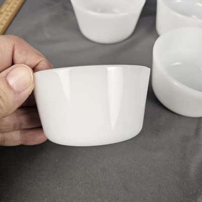 4 Glasbake Ramekin Custard Bake Cups Milk Glass White Bowls Flan Baking 4-5 oz - Thumbnail 3