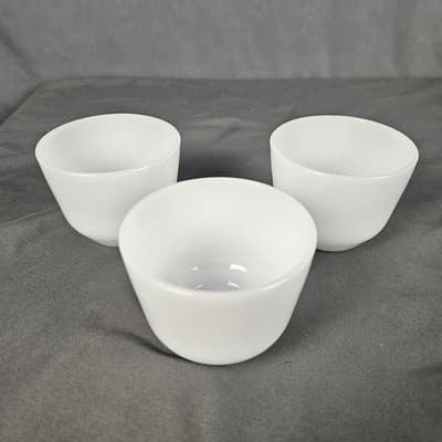 Vintage Federal Glass White 6 oz Custard Cups Lot of 3 Marked - Thumbnail 2