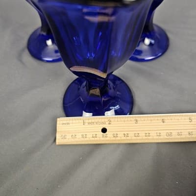 Anchor Hocking Cobalt Blue Footed Dessert Cups Petal Rim Sherbet Glass Set/3 - Thumbnail 7