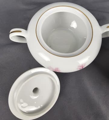 Vintage Royal Court Carnation Sugar Bowl W Lid Creamer Set Gold Trim - Thumbnail 5