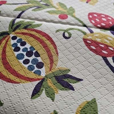 Vintage Retro Fabric 5 pieces each 26"x25.5" Floral The look of Stitching - Thumbnail 2