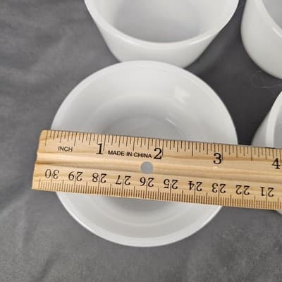 6 Glasbake Ramekin Custard Bake Cups Milk Glass White Bowls Flan Baking 4-5 oz - Thumbnail 5