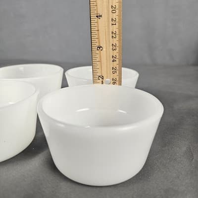 6 Glasbake Ramekin Custard Bake Cups Milk Glass White Bowls Flan Baking 4-5 oz - Thumbnail 6