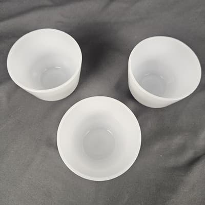 Vintage Federal Glass White 6 oz Custard Cups Lot of 3 Marked - Thumbnail 3