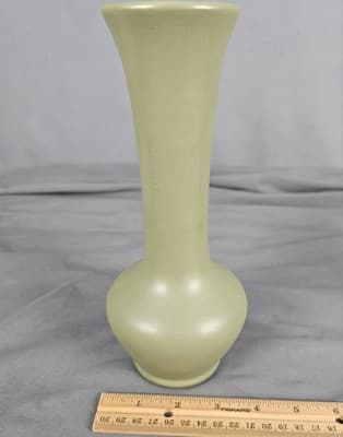 Vintage McCoy USA Floraline Avocado Olive Green Matte Flower Bud Vase #403 MCM - Thumbnail 5