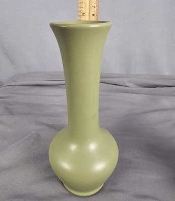 Vintage McCoy USA Floraline Avocado Olive Green Matte Flower Bud Vase #403 MCM - Thumbnail 6