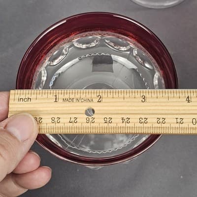 Tiffin Franciscan King's Crown Coupe Dessert Glasses Cranberry Set 4 Excellent - Thumbnail 8