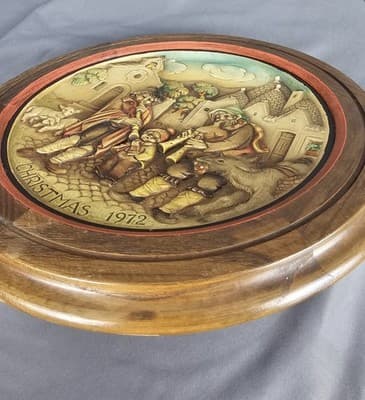 1972-ANRI Vintage Collector Plate 'Christmas In Ablerobello’ No. 5144/Wood - Thumbnail 4
