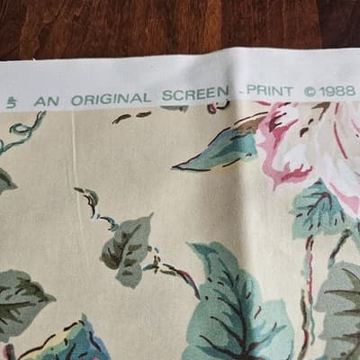 Vtg Bloomcraft Fabric Cotton Floral 54"x53" 1988 Charlbury P9268 Screen Print - Thumbnail 6