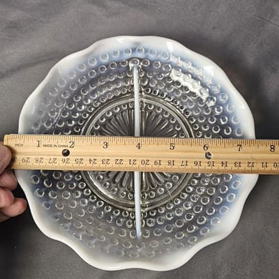 Vintage Moonstone Opalescent Hobnail Bowls and Plater - Thumbnail 9