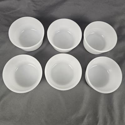 6 Glasbake Ramekin Custard Bake Cups Milk Glass White Bowls Flan Baking 4-5 oz - Thumbnail 3
