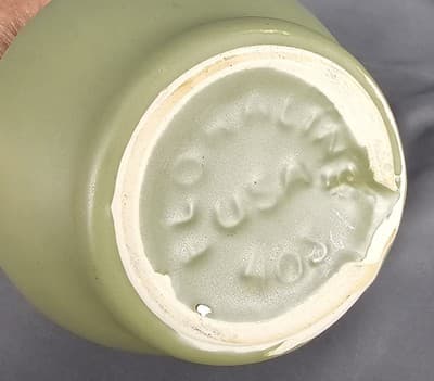 Vintage McCoy USA Floraline Avocado Olive Green Matte Flower Bud Vase #403 MCM - Thumbnail 3