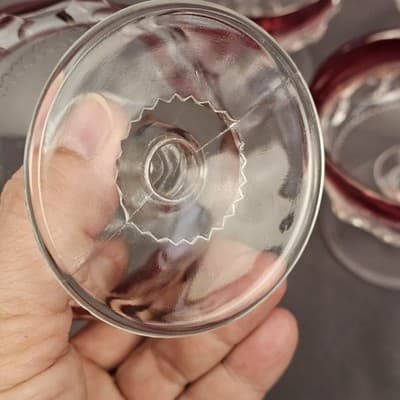 Tiffin Franciscan King's Crown Coupe Dessert Glasses Cranberry Set 4 Excellent - Thumbnail 6