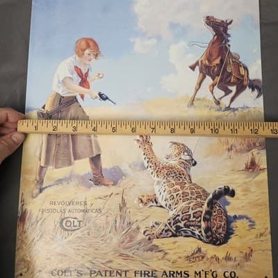 VTG Colt's Patent Fire Arms Manufacturing Co 1991 Metal Advertising Sign Horse - Thumbnail 5