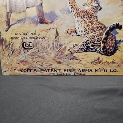 VTG Colt's Patent Fire Arms Manufacturing Co 1991 Metal Advertising Sign Horse - Thumbnail 4