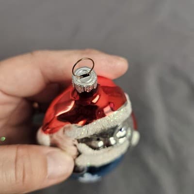 Vintage Santa Ornament Rolly Polly Blue Bulb - Thumbnail 5