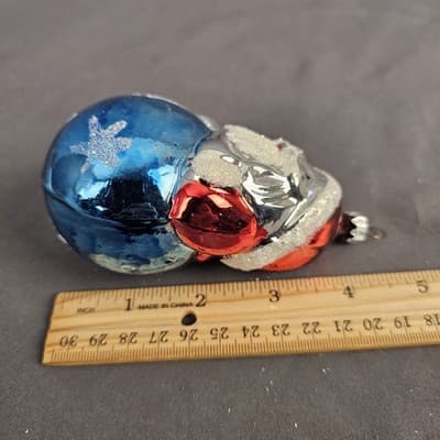 Vintage Santa Ornament Rolly Polly Blue Bulb - Thumbnail 7