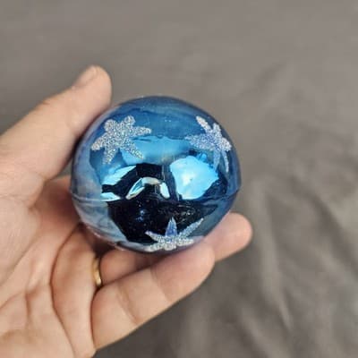 Vintage Santa Ornament Rolly Polly Blue Bulb - Thumbnail 4