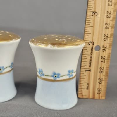 Barvaria Salt and Pepper Shakers Vintage Forget me Knots Gold - Thumbnail 6