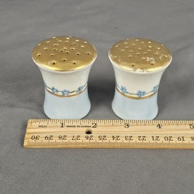 Barvaria Salt and Pepper Shakers Vintage Forget me Knots Gold - Thumbnail 5
