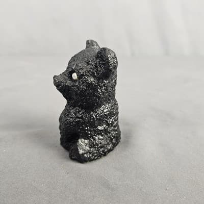 VTG Handcrafted Made From Coal Hand Carved Black Bear 3“ X 2” - Thumbnail 2