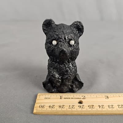 VTG Handcrafted Made From Coal Hand Carved Black Bear 3“ X 2” - Thumbnail 9