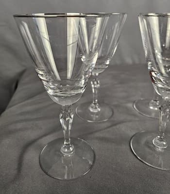Fortoria Engagement Ring Wine Glass, Set Of 4, Signed Excellent Cond. 7" Tall - Thumbnail 2