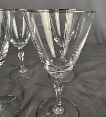 Fortoria Engagement Ring Wine Glass, Set Of 4, Signed Excellent Cond. 7" Tall - Thumbnail 8