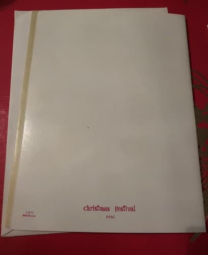 2 Vintage Christmas Cards Music Instruments Cursive Saying Unused - Thumbnail 3