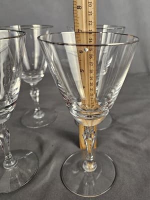 Fortoria Engagement Ring Wine Glass, Set Of 4, Signed Excellent Cond. 7" Tall - Thumbnail 7
