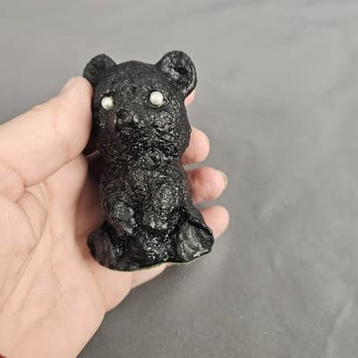 VTG Handcrafted Made From Coal Hand Carved Black Bear 3“ X 2” - Thumbnail 6