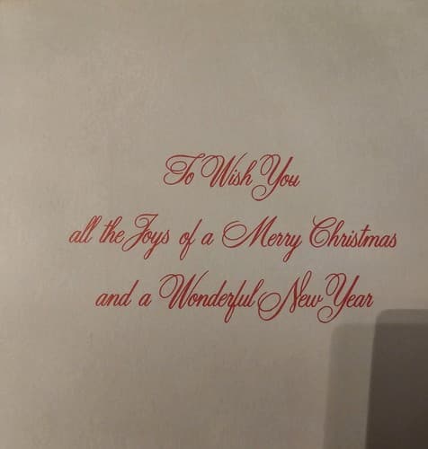 2 Vintage Christmas Cards Music Instruments Cursive Saying Unused - Thumbnail 2