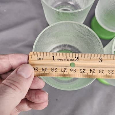 Vintage MCM Footed Texture Glass Cups Green Base Indiana Glass Set of 4 Retro - Thumbnail 9