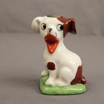Vintage Puppy Spotted Dog Pin Cushion Figurine Happy Made in Japan Porcelain - Thumbnail 7