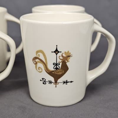 Weather Vane Edwin Knowles Rooster Coffee Cup Mug MCM Set of 4 - Thumbnail 3