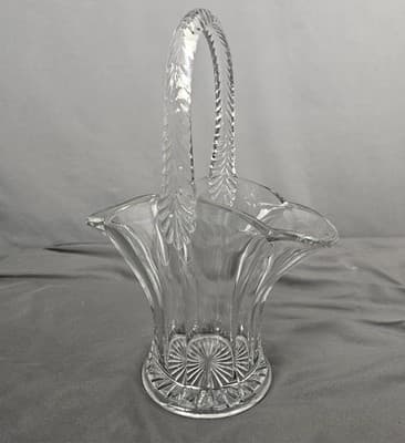 Crystal Basket With Handle Used For Easter/Candy Dish Vintage 12.5" Tall - Thumbnail 2